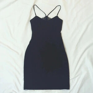 Express Spaghetti Strap Bodycon Mini Dress, Color Black Size 2